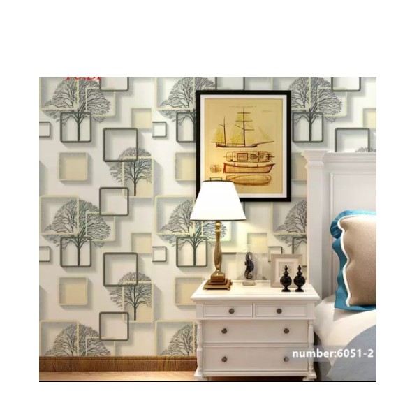 Decal giấy dán tường ô vuông cây xanh khổ rộng 0.45m (nhiều màu)