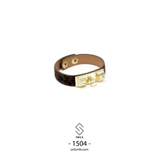 SMILE - Vòng tay da báo H.E.R.M.E.S hàng cao cấp nạm đinh - P1504