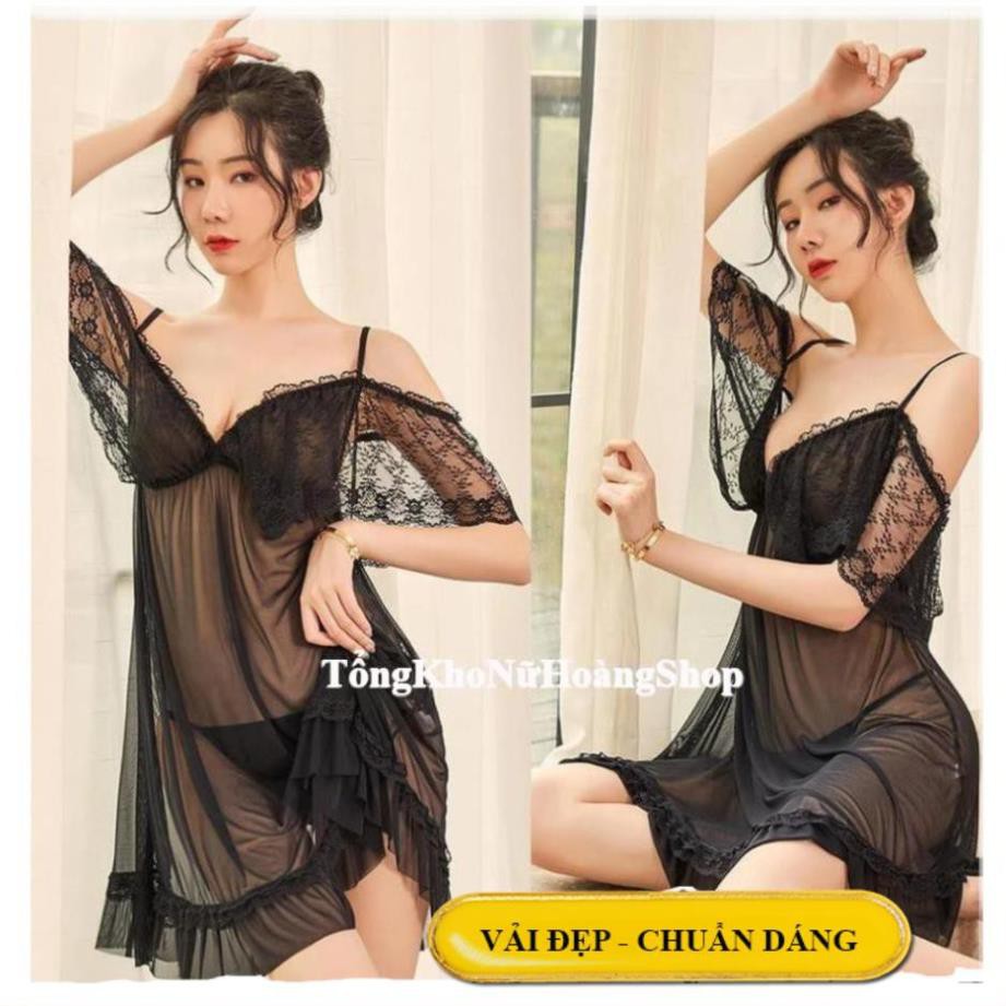 [ Chất Đẹp - Form Chuẩn]❤HOT NHẤT ❤ váy ngủ thun lưới ren -đầm ngủ sexy cao cấp B1040  ྇