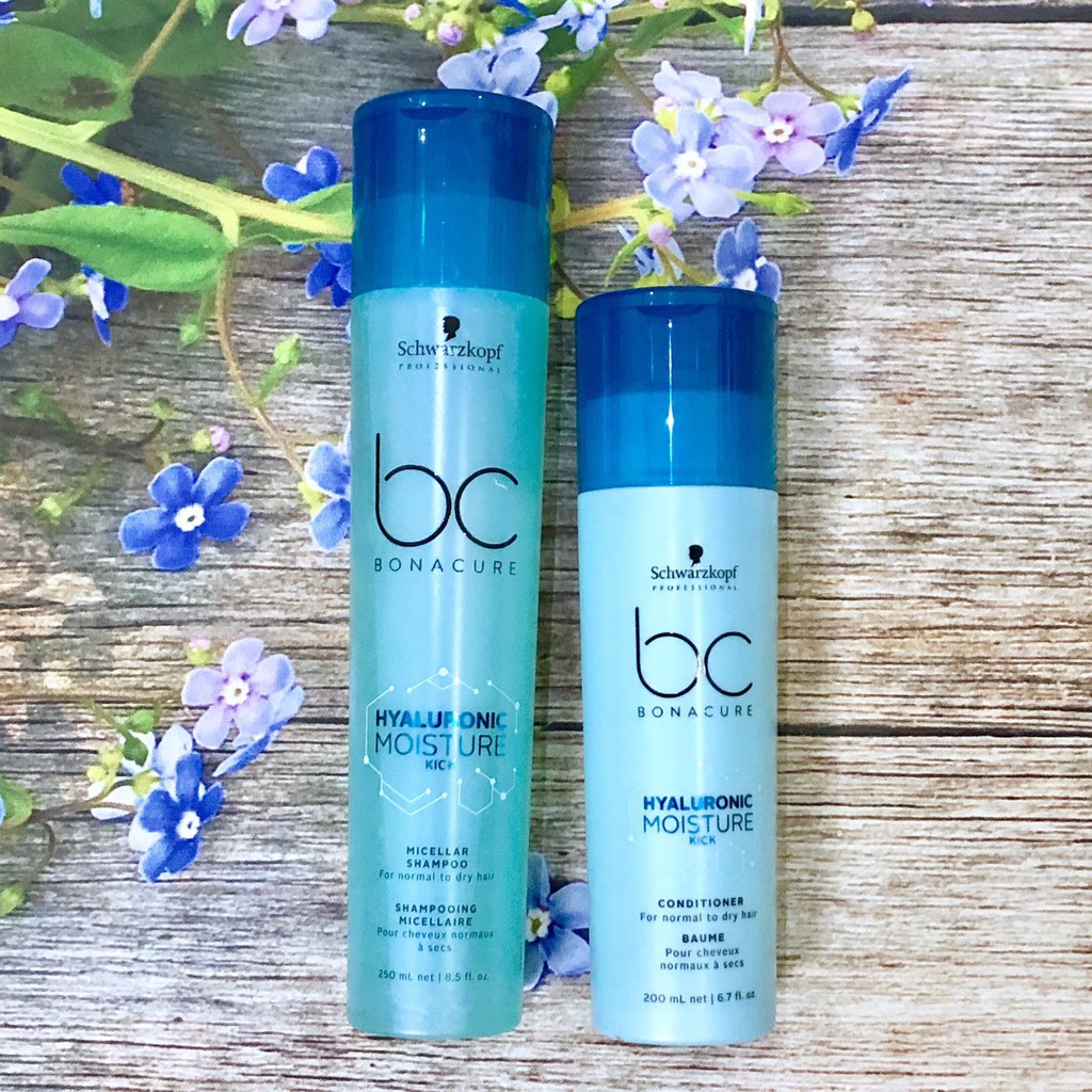 Dầu gội xả Schwarzkopf BC Bonacure Hualuron Moisture Kick Micellar giữ ẩm tóc khô 250ml/200ml