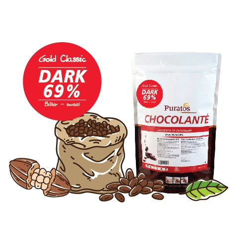 1kg Sô cô la Socola chocolate đen 69% SÁU CHÍN Puratos (vị đắng mạnh)