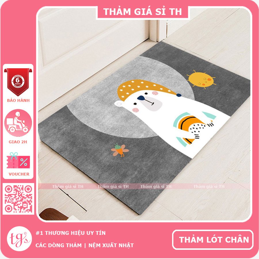 Thảm lau chân thấm nước chống trượt cao cấp | thảm chùi chân nhà tắm, nhà bếp kích thước 40 x60cm