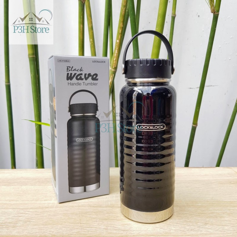 Bình Giữ Nhiệt 900ml Lock&Lock Wave Handle màu đen LHC4163BLK