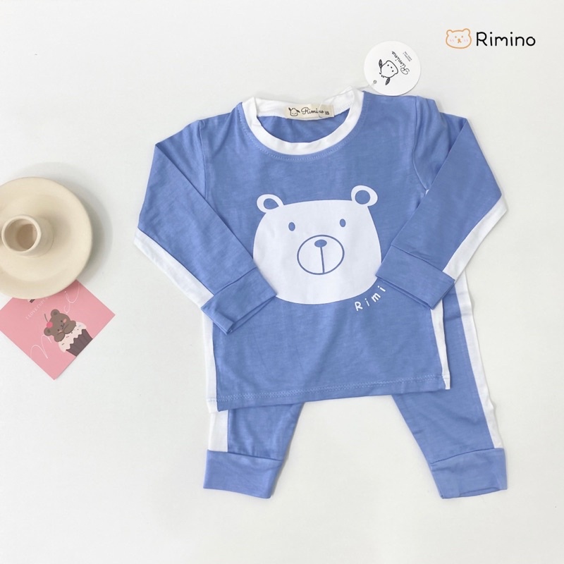 BỘ PHỐI VIỀN IN GẤU DÁNG THỂ THAO Thun Lạnh Bé Trai / Gái (6-18kg)