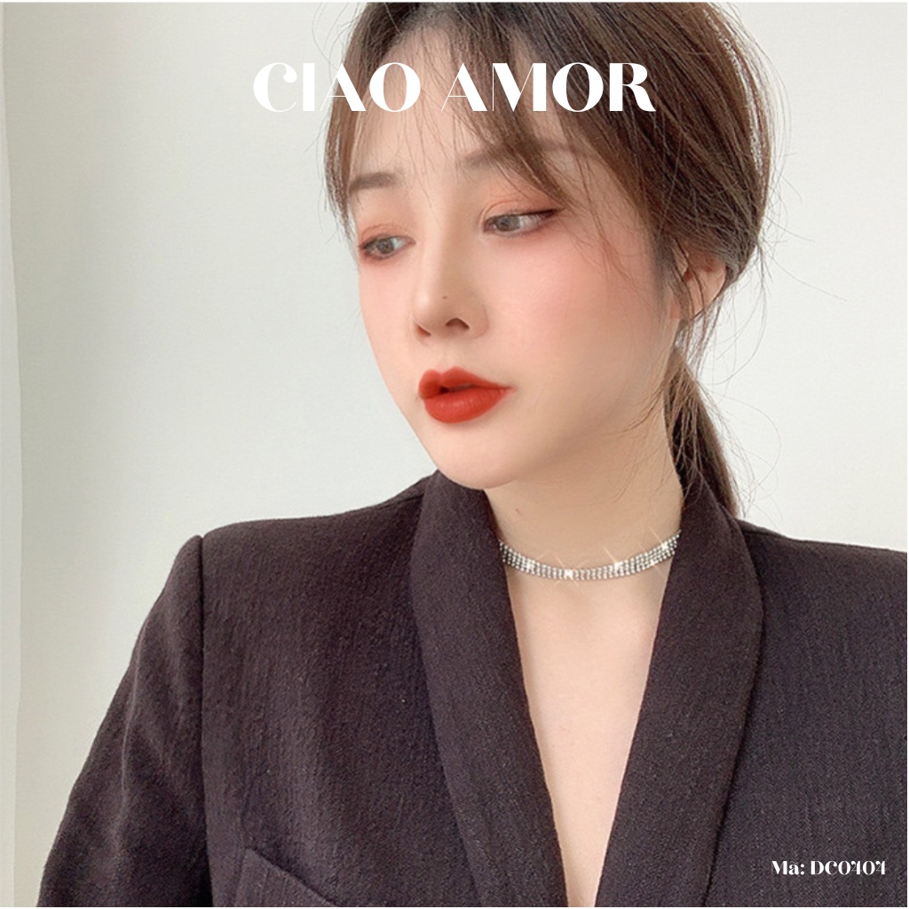 Choker đá, Dây chuyền lấp lánh 4 mảnh dài thẳng xích sang trọng dự tiệc Trang sức Ciao Amor - DC0404