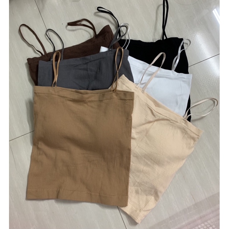 Áo hai dây, áo bra dài cotton tăm, mút đệm 1,5cm may liền, phong cách hàn quốc trẻ trung, dễ phối đồ. Ảnh và video thật.