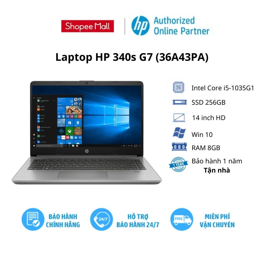 [Mã ELHP12 giảm 12% đơn 500K] Laptop HP 340s G7 (36A43PA)/ Grey/ Core i5/ RAM 8GB/ 256GB SSD/ 14 inch FHD/ Win10