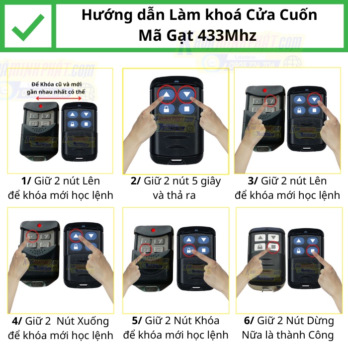 Chìa khóa Cửa cuốn 433Mhz