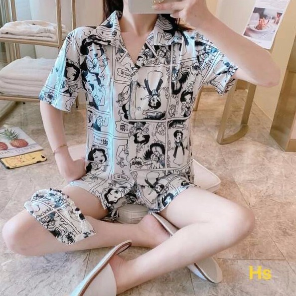 Đồ Ngủ Pijama Nữ Cộc Cao Cấp - Đồ Ngủ Pijama Nữ Cao Cấp chất cotton tici dày mịn diêu mát