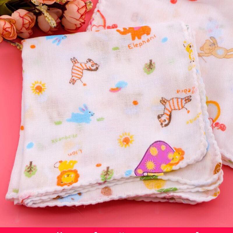 Khăn sữa cho bé sơ sinh, khăn sưa in hình hoa văn xuất Nhật sét 10 chiếc mềm mại KT 32x32cm