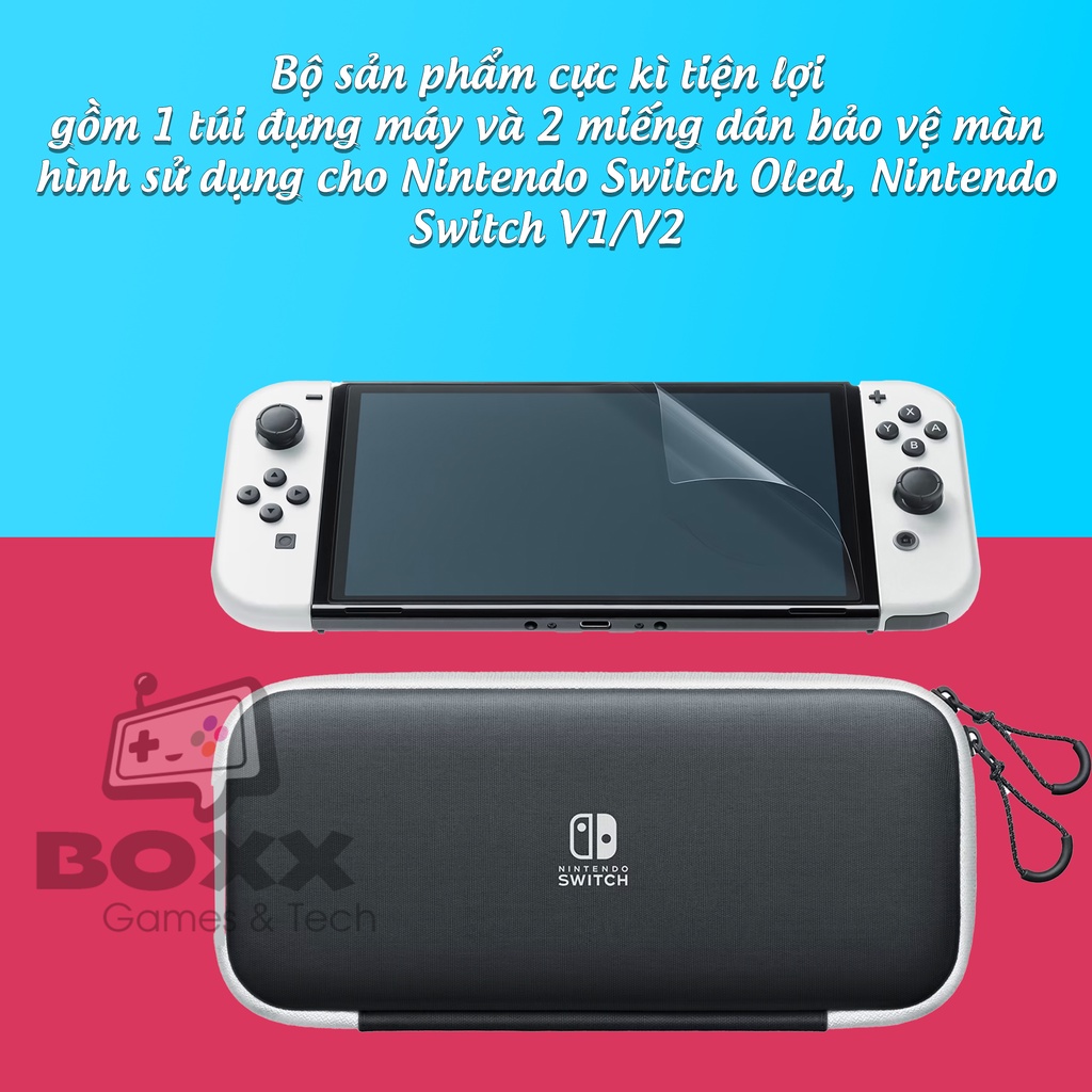 Túi đựng máy Nintendo Switch Oled kèm miếng dán màn hình chính hãng Nintendo