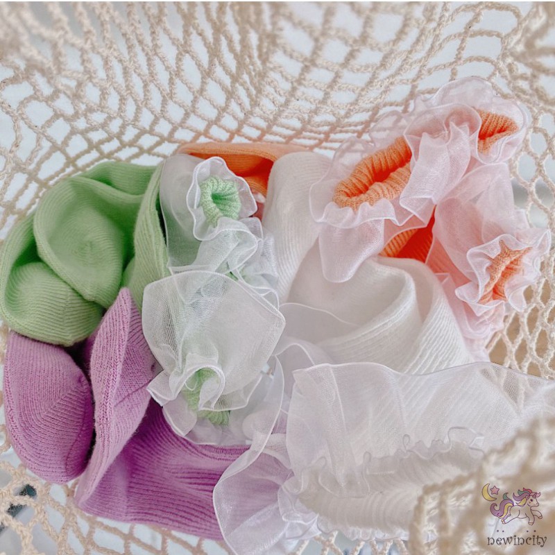 Tất cotton phối ren dễ thương phong cách Hàn Quốc cho bé gái