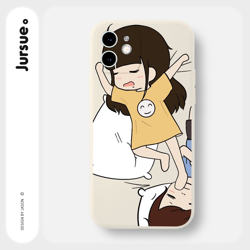 Ốp lưng JURSUE hoạt hình cặp đôi dễ thương đẹp cho iPhone 13 12 11 Pro Max SE 2020 X XR XS 8 7 ip 6S 6 Plus kute Y1817