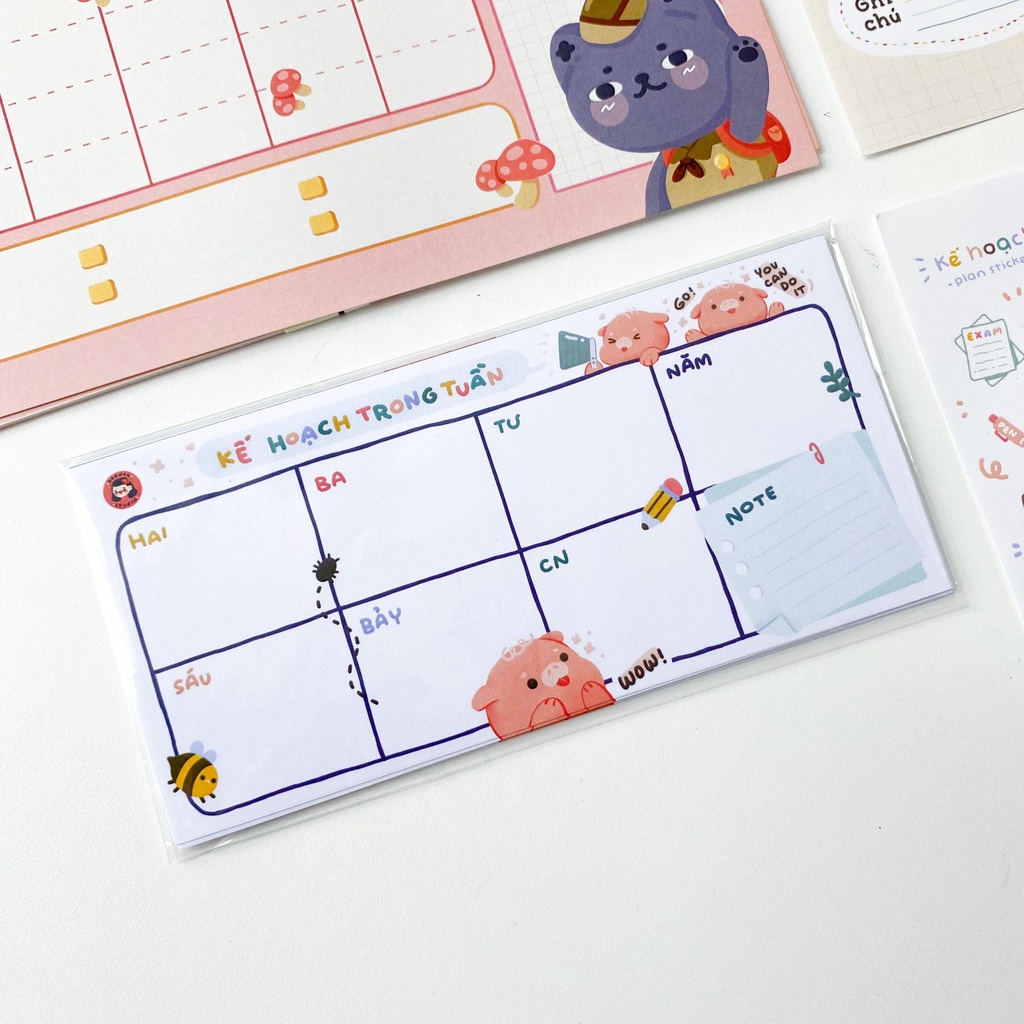 Sticker Lên Kế Hoạch/Nhật Ký - Giấy Lên kế Hoạch Tuần - Thời Khóa Biểu By Beedee studio - Hidari