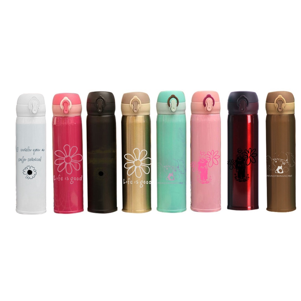 bình nước 2 lớp hoa cúc GD B2DC16 dễ thương cute  idol kpop hoạt hình 400-500ml