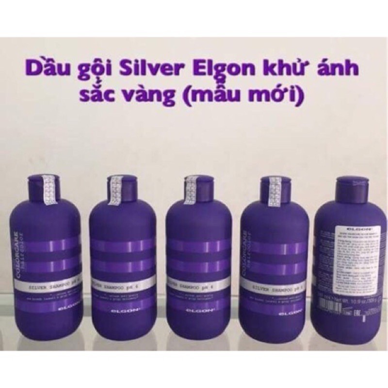 ELGON_Dầu Gội Tím Elgon Khử Vàng Silver Shampoo 300ml Ý CAM KẾT CHÍNH HÃNG Ạ!