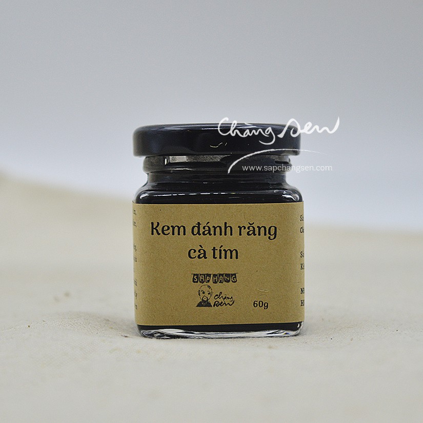 Kem đánh răng từ bột than cà tím - hũ 50g / Set kèm bàn chải