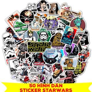 Bộ 50 Hình Dán Starwars Sticker Dán Nón Bảo Hiểm Điện Thoại