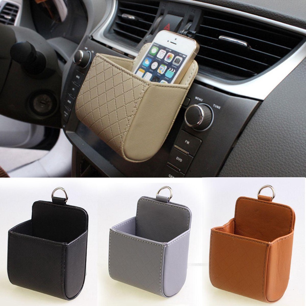 Túi Da PU Đựng Vật Dụng Gắn Khe Điều Hòa Xe Hơi