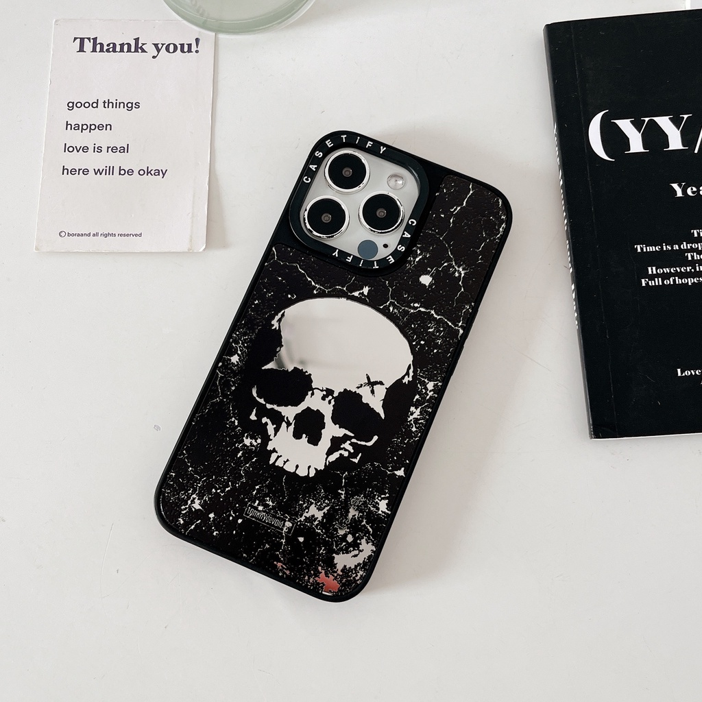 Ốp Điện Thoại Chống Sốc Tráng Gương Hình Đầu Lâu Cá Tính Cho Iphone