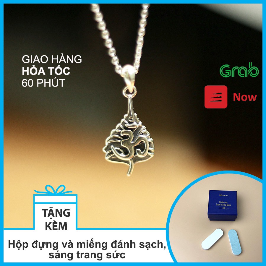 Mặt dây chuyền bạc 925 Lá Bồ Đề chữ Om - Hiên Nhà
