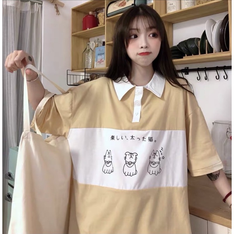 Áo polo 3 con mèo from rộng | BigBuy360 - bigbuy360.vn