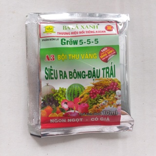 Phân bón lá grow 5-5-5 siêu ra bông đậu trái - gói 10ml
