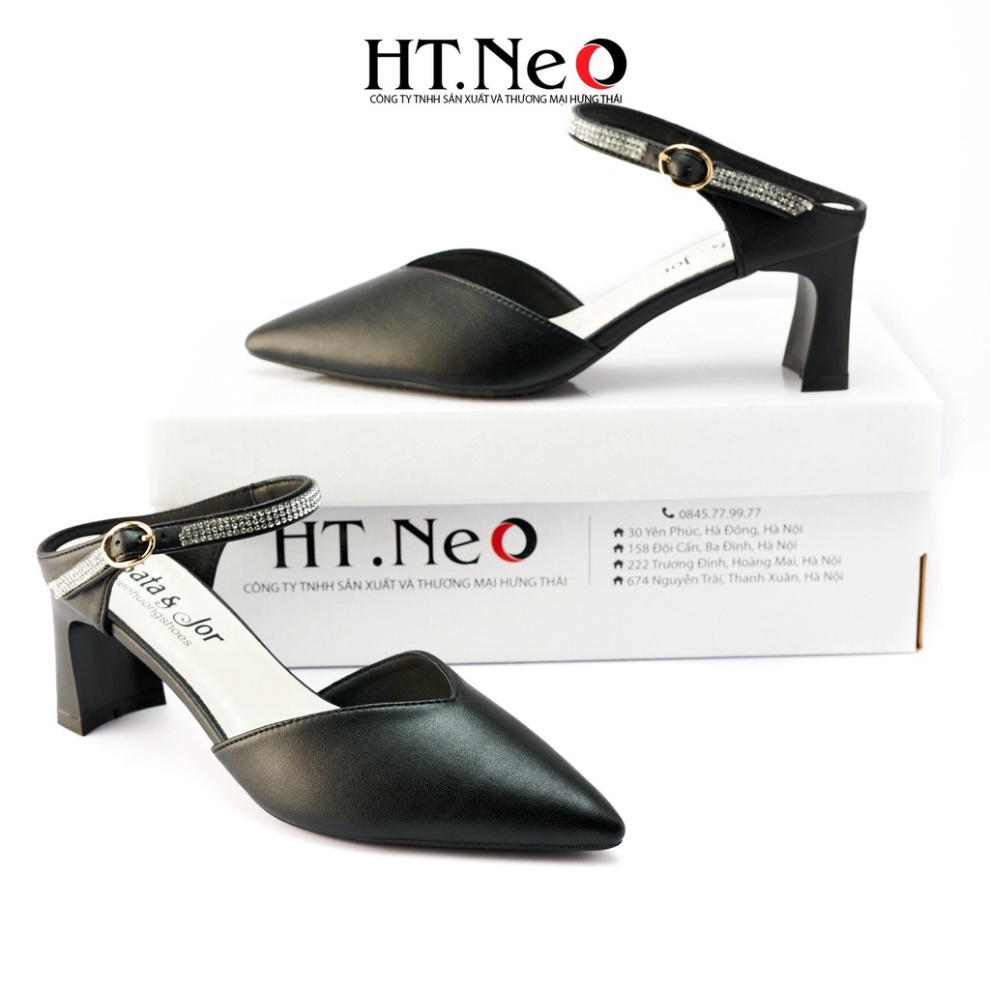 Sandal nữ HT.NEO thiết kế quai ngang đính đá, mũi nhọn trẻ trung sành điệu cực xinh SDN106