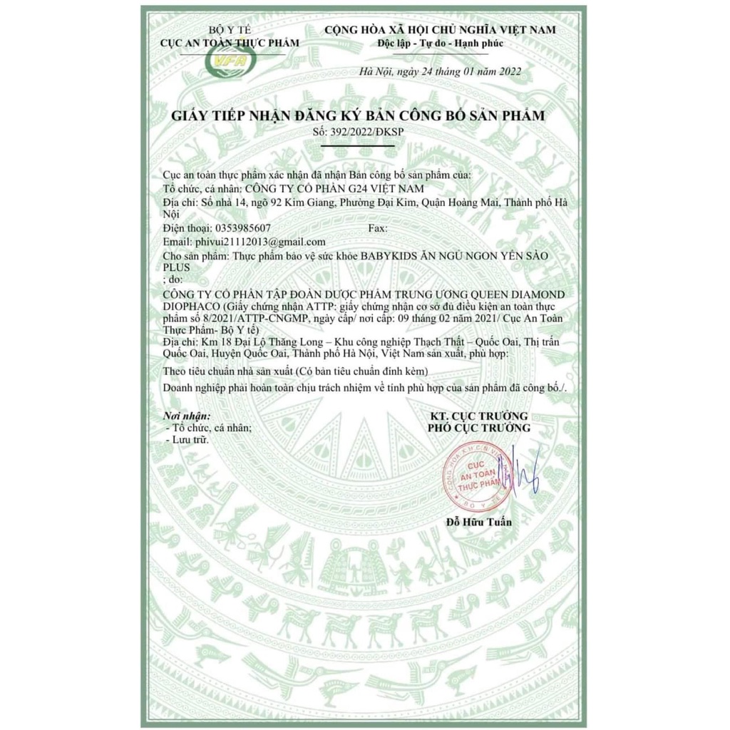 BABYKIDS Ăn Ngủ Ngon Yến Sào