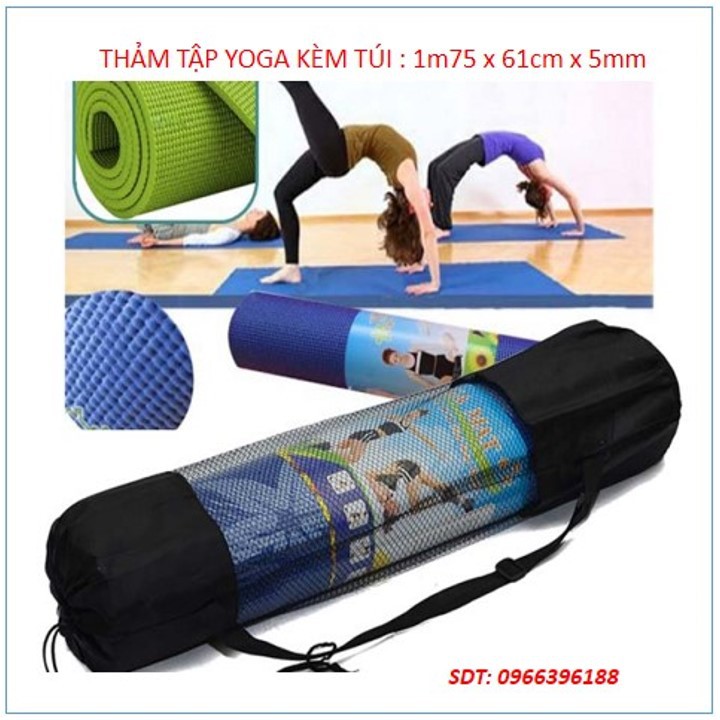 Thảm tập Yoga kích thước 1m75 x 61cm x 5mm (không kèm túi)