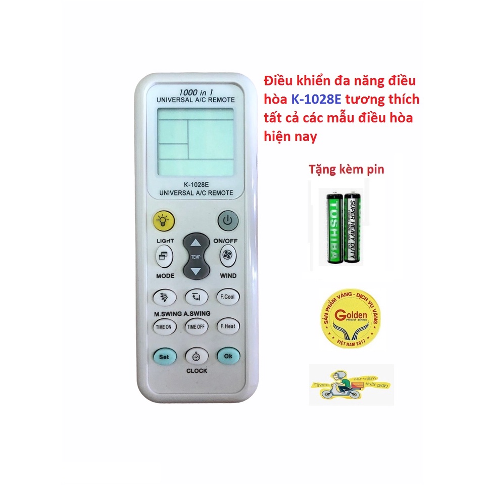 Điều khiển điều hòa đa năng K-1028E dùng được cho tất cả các loại điều hòa hiện nay - Tặng kèm pin - Remote đa năng