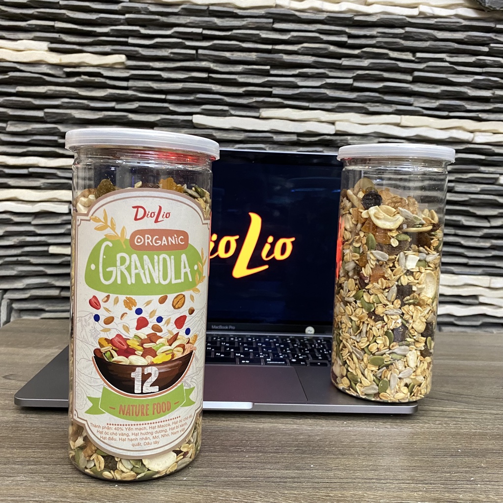 Granola siêu hạt DioLio 500g, gồm 12 các loại hạt và quả cho người ăn kiêng, giảm cân và tiểu đường