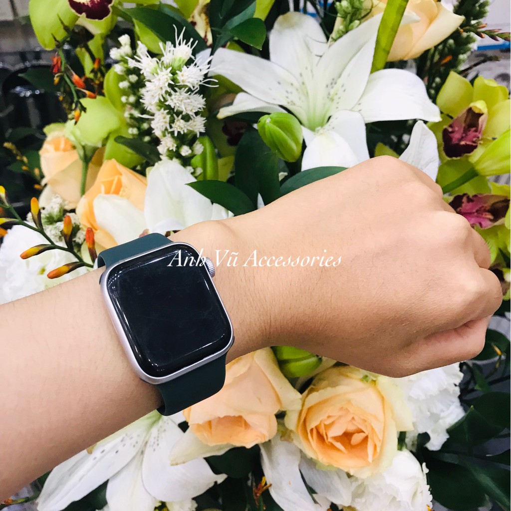 Dây đeo Apple Watch mẫu cao su xanh rêu 2019