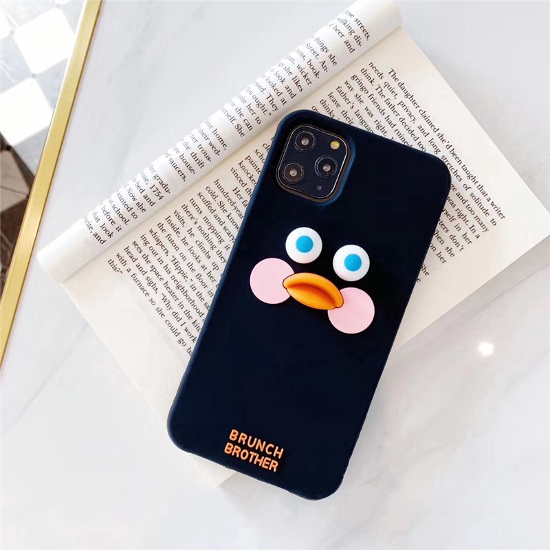 Ốp điện thoại silicon gắn hình anh em vịt Brunch 3D dành cho iPhone 13 12mini 12 pro max 11 Pro Max 6 6s 7 8 Plus X XS XR XS MAX