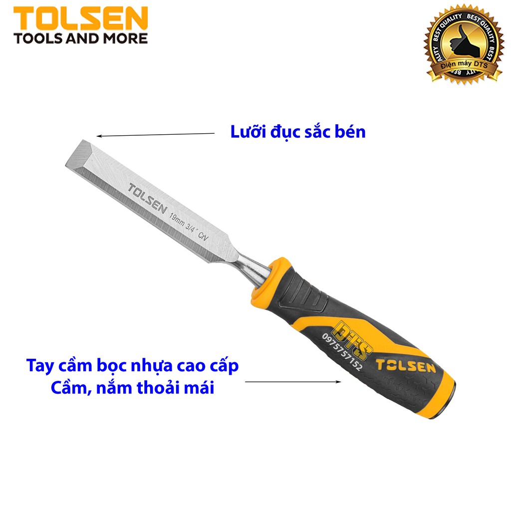 Đục gỗ mũi dẹt cầm tay chuẩn công nghiệp TOLSEN 19mm (3/4 inch) - Tiêu chuẩn xuất khẩu Châu Âu