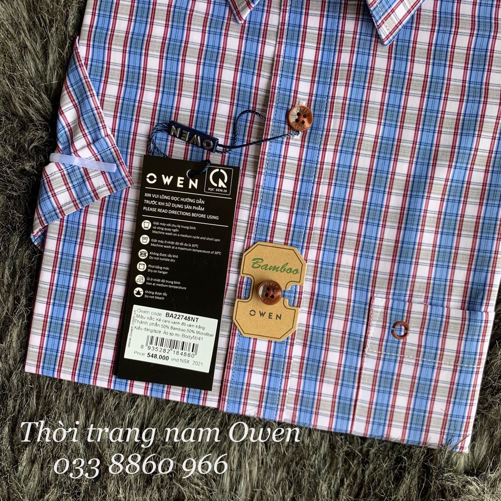 OWEN - Áo sơ mi ngắn tay Owen chất sợi tre kẻ ca rô 22748 | BigBuy360 - bigbuy360.vn