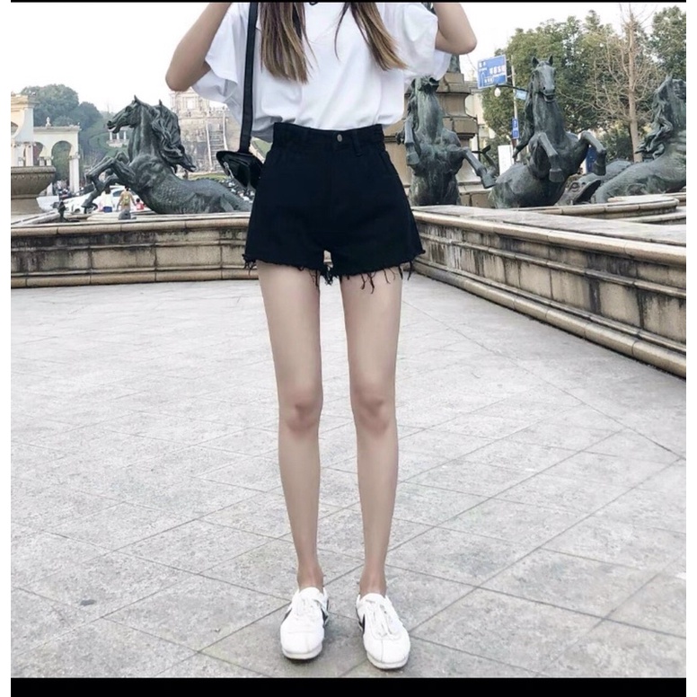 Quần Short Jean Nữ Bigsize Lưng Cao Từ 55kg Đến 80kg Đen Và Trắng Ms104153
