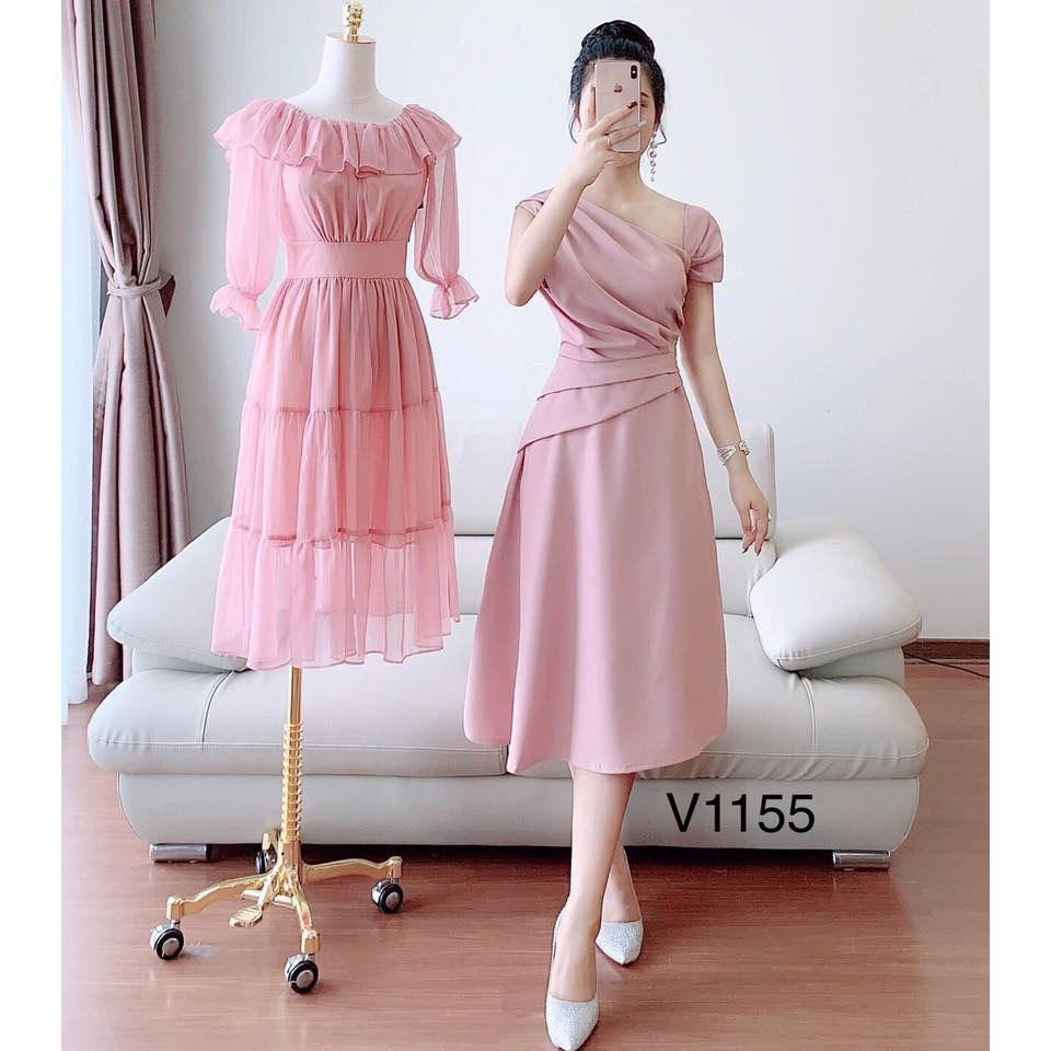 [ xả kho ] MiD Váy Đầm xòe nhún eo V1155 thiết kế cao cấp kèm ảnh thật Mie Design