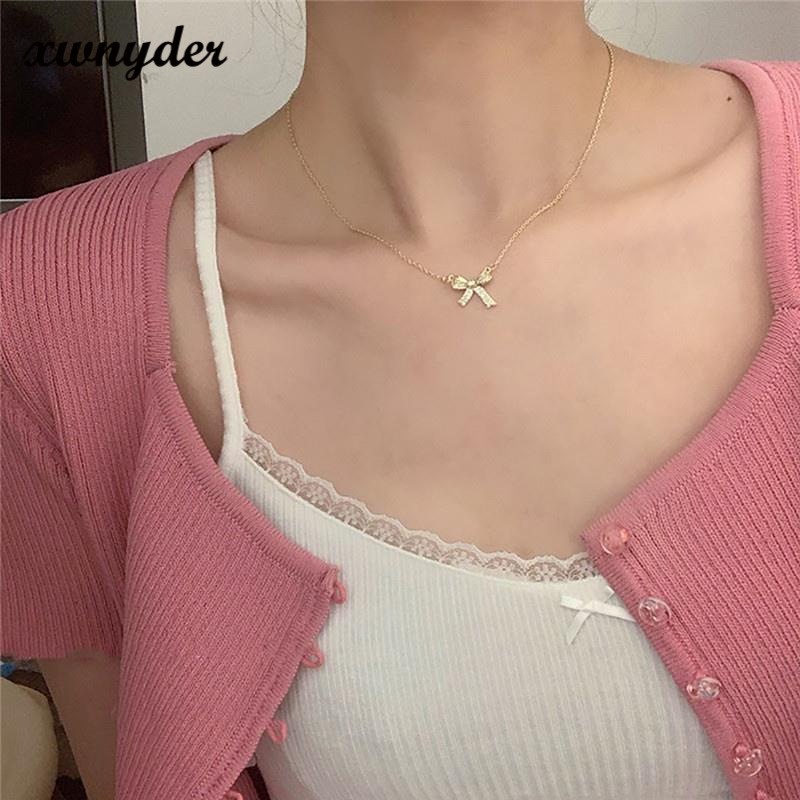 Vòng cổ Mặt Hình Nơ Trái Tim Có Thể Điều Chỉnh Thời Trang