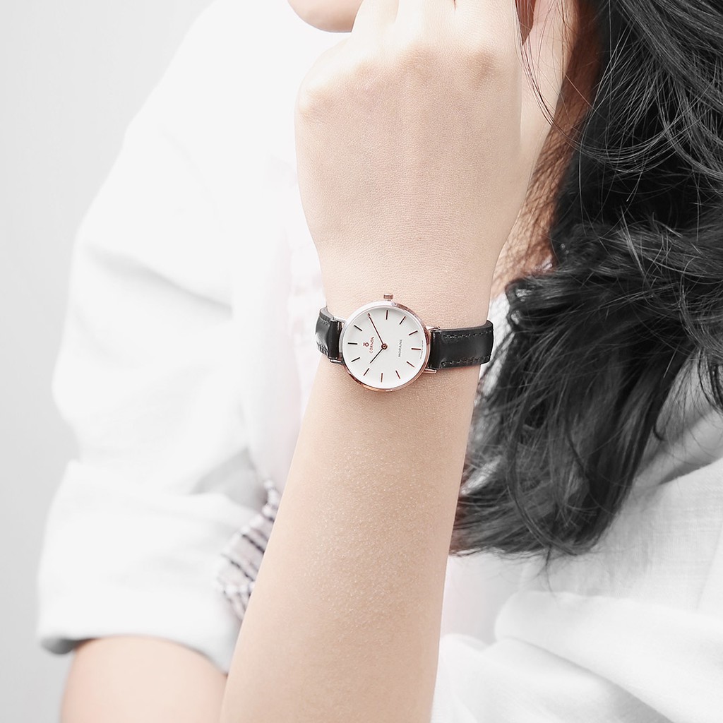 Đồng hồ nữ Curnon dây da đen Moraine Curve | Shopee Việt Nam