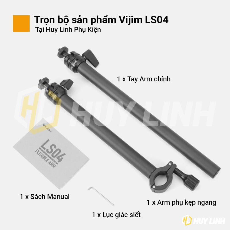 VIJIM LS04 Flexible Arm - Bộ 2 tay mở rộng gắn đèn, micro, máy ảnh DSLR khả năng tải 1Kg