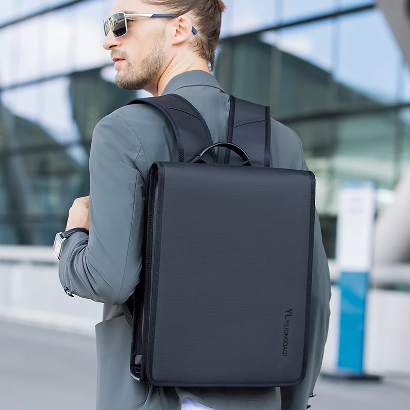 YILIONGDAQI Men Business Waterproof 15.6&quot; Laptop Backpack Fashion Male Backpacks Classic Fashion Travel Bags Moto&amp;Biker Light Scalable Shoulder Bags