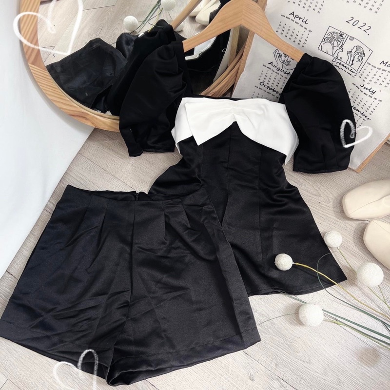 SET PELUM NƠ NGỰC TAY BỒNG XẺ TRƯỚC + QUẦN SHORT