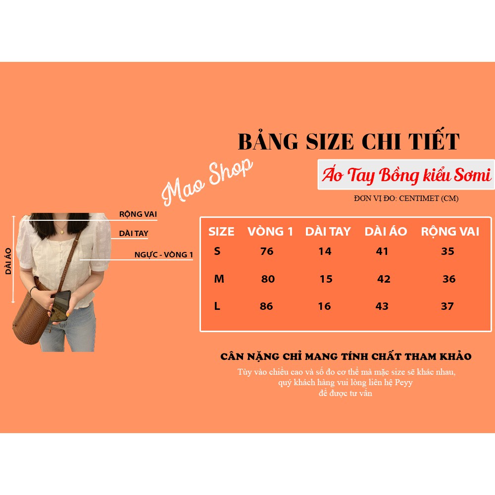 Áo tay bồng kiểu sơ mi trắng ulzzang tay phồng Hàn Quốc C11 - MaoMao