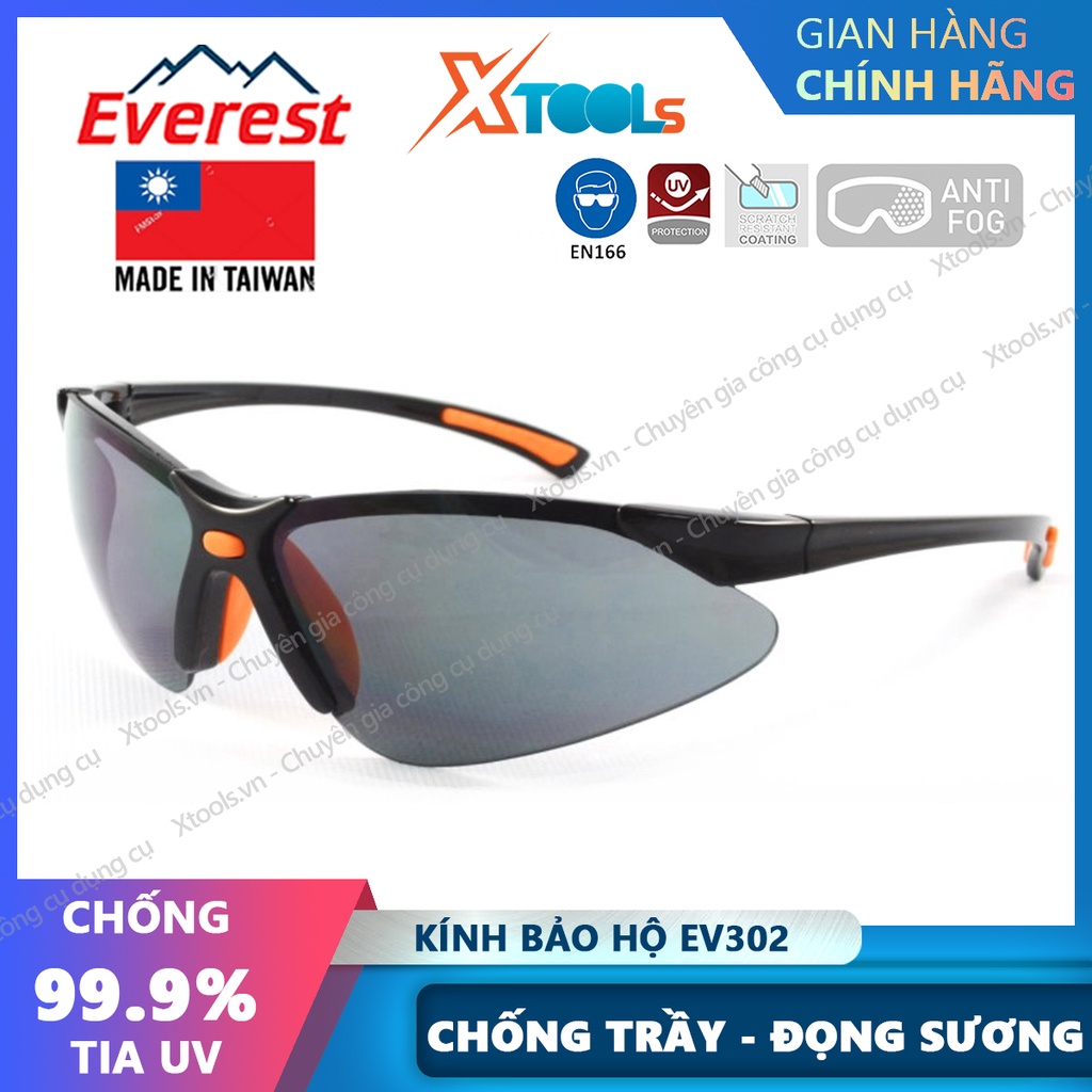 Kính bảo hộ Everest EV302 Mắt kính chống bụi, chống tia UV, đọng sương, bảo vệ mắt khi đi xe, lao động, tròng kính râm