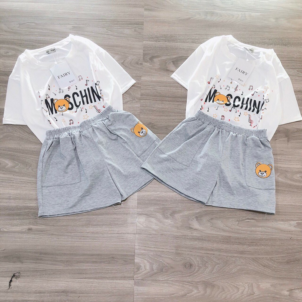 [Đồ bộ cao cấp] 💝 Set Mặc Nhà Moschino Trắng Cho Nữ MT36 - Hàng Bán Shop 💝 | BigBuy360 - bigbuy360.vn