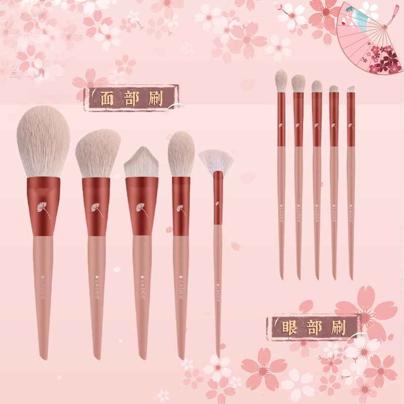 Bộ Cọ Trang Điểm Lades Màu Đỏ 10 Cây
