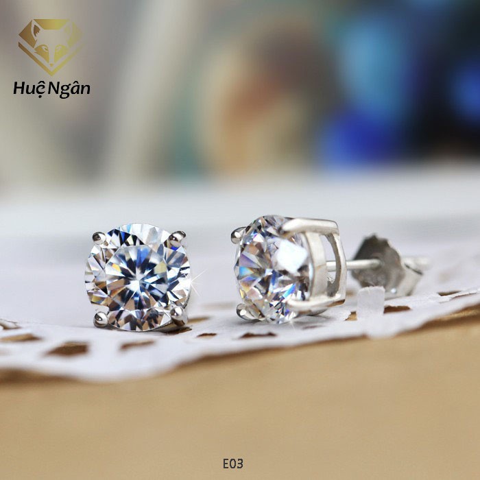 Bông tai bạc Ý 925 Huệ Ngân - Hoa đá 5 li RYE141097