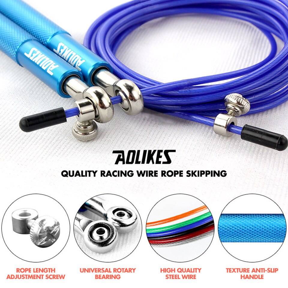 Dây nhảy thể dục AOLIKES A-3202 kim loại cao cấp tập thể lực boxing loại nặng Speed Jump Rope