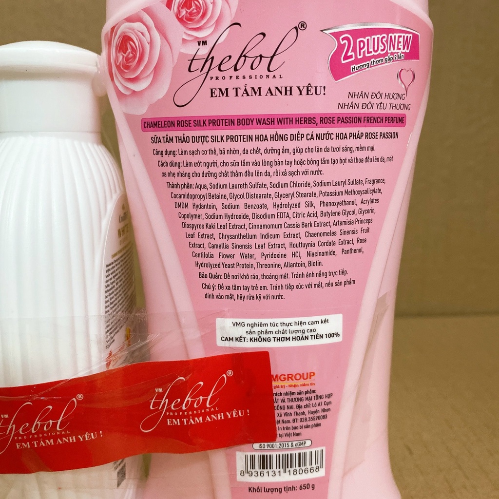 Sữa tắm trắng da TheBol 650ml Tặng Kèm Sữa Tắm Nước Hoa 180g